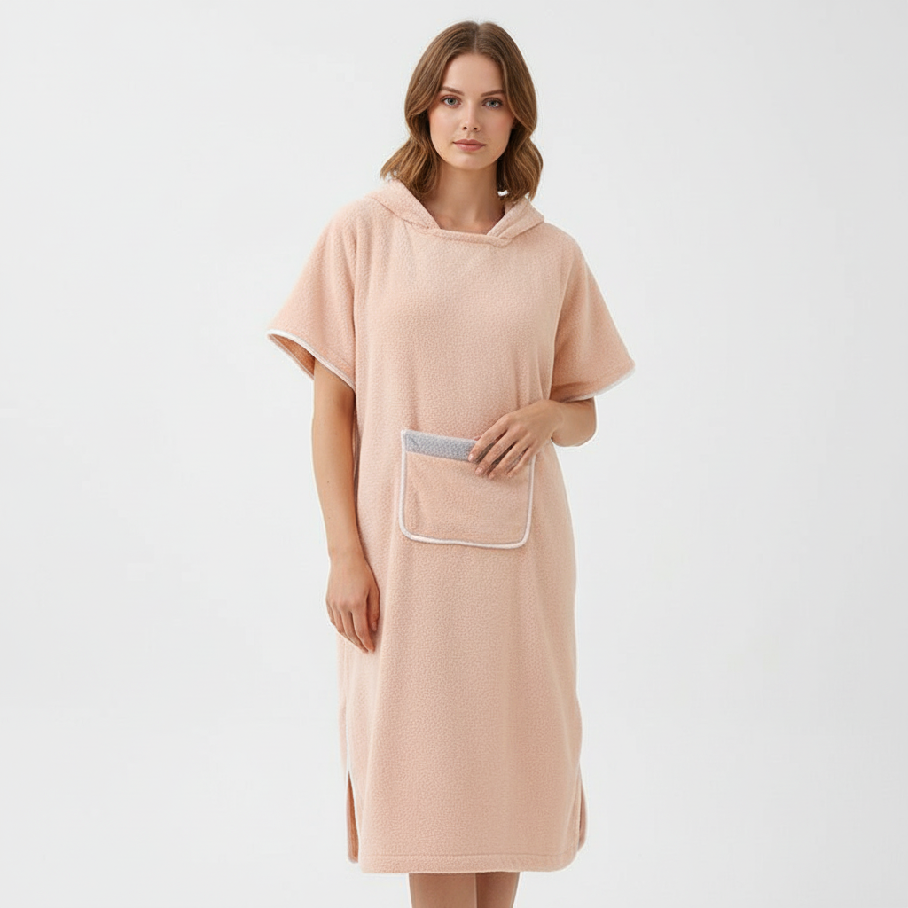 Poncho pile donna con cappuccio - Caldo e confortevole