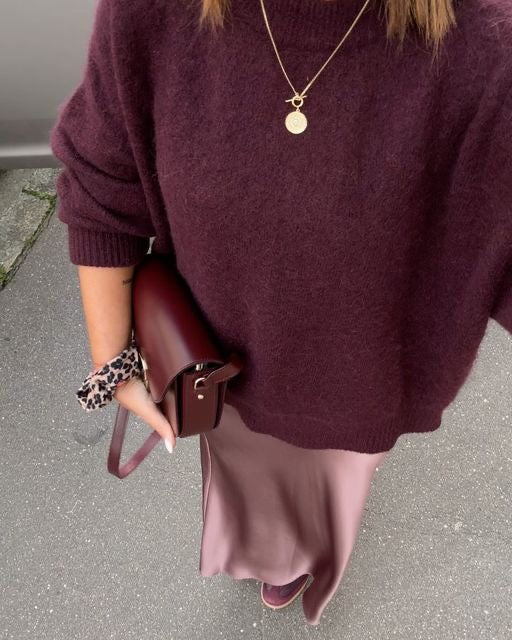 Lussuoso maglione oversize da donna – Maglione ampio in misto mohair