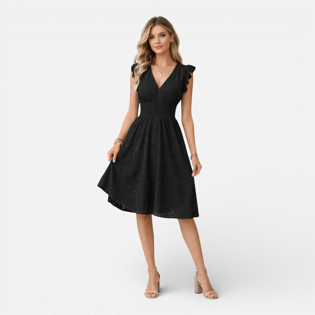 Abito Midi Donna in Pizzo Sangallo – Stile Elegante con Scollo a V