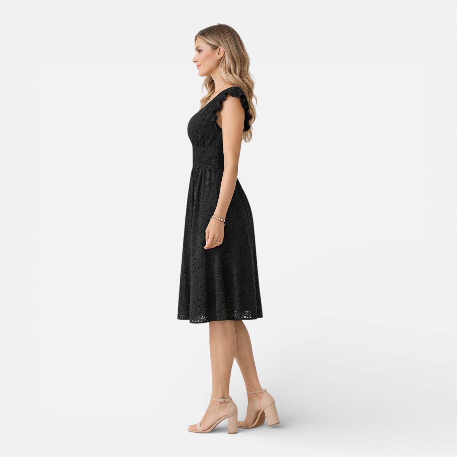 Abito Midi Donna in Pizzo Sangallo – Stile Elegante con Scollo a V