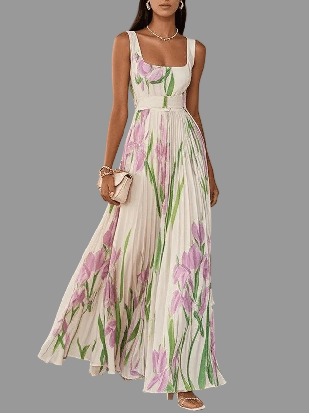 Abito Maxi Donna in Chiffon Senza Maniche – Stile Elegante e Leggero