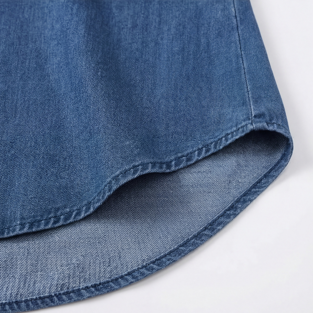 Blouse en jean à col en V et volants Vivara - Douce et féminine