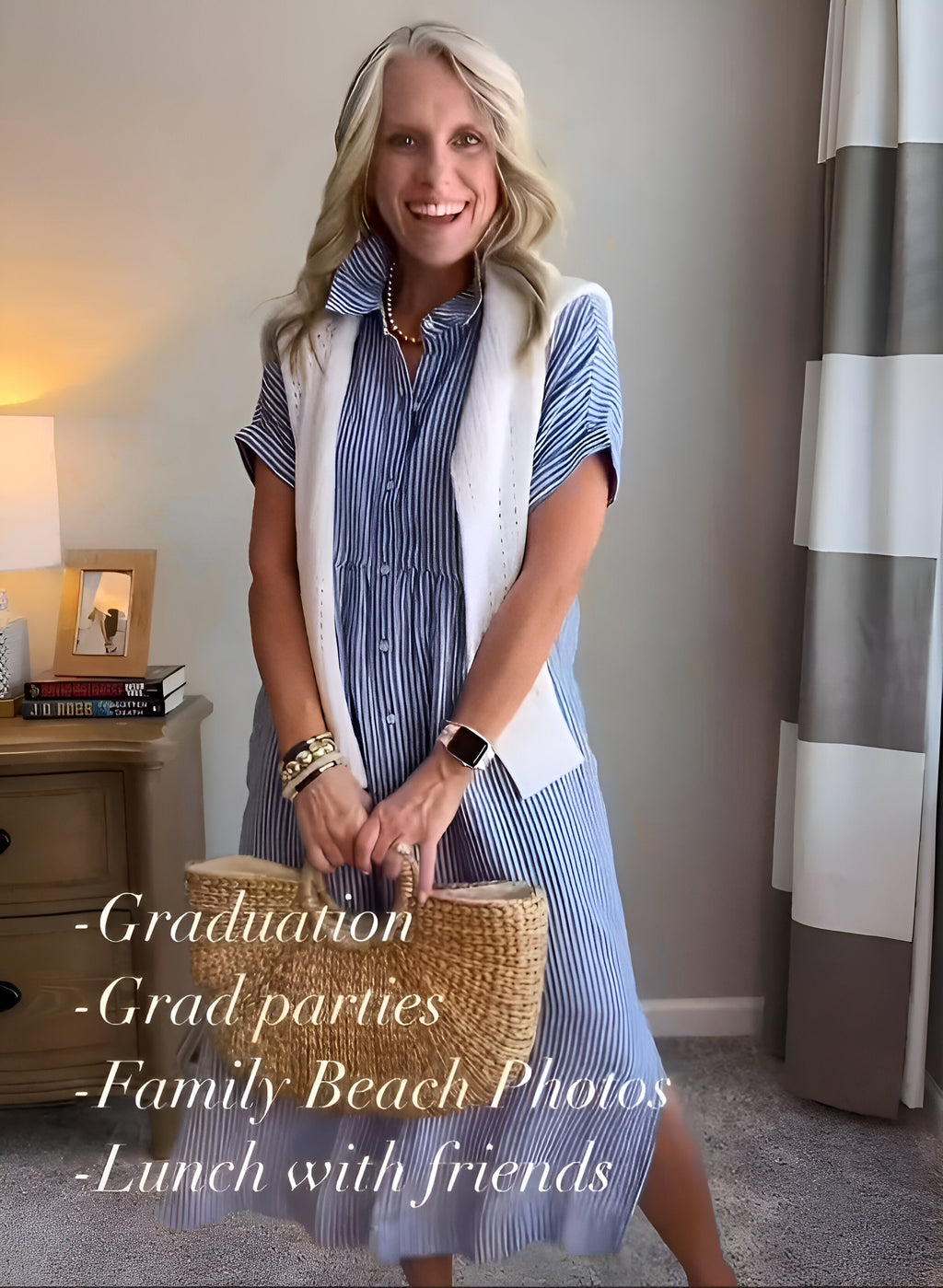 Elegante e comodo abito midi a righe da donna - Stile versatile e chic