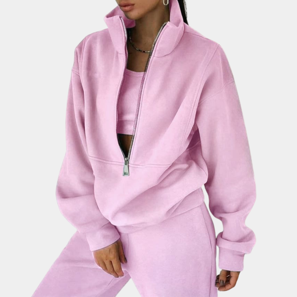 Set tre pezzi da jogging donna Trendy Active con mezza zip