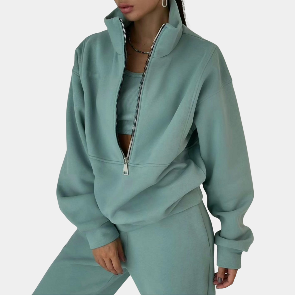 Set tre pezzi da jogging donna Trendy Active con mezza zip