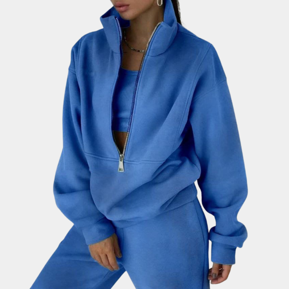 Set tre pezzi da jogging donna Trendy Active con mezza zip