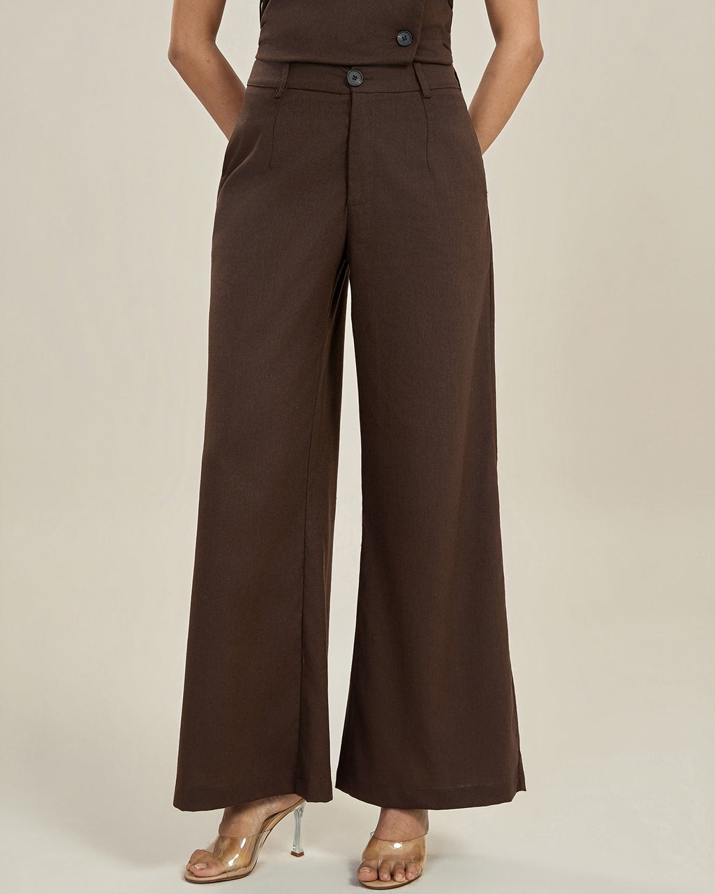 Pantaloni eleganti a gamba dritta per donna – Vita alta stile gamba larga