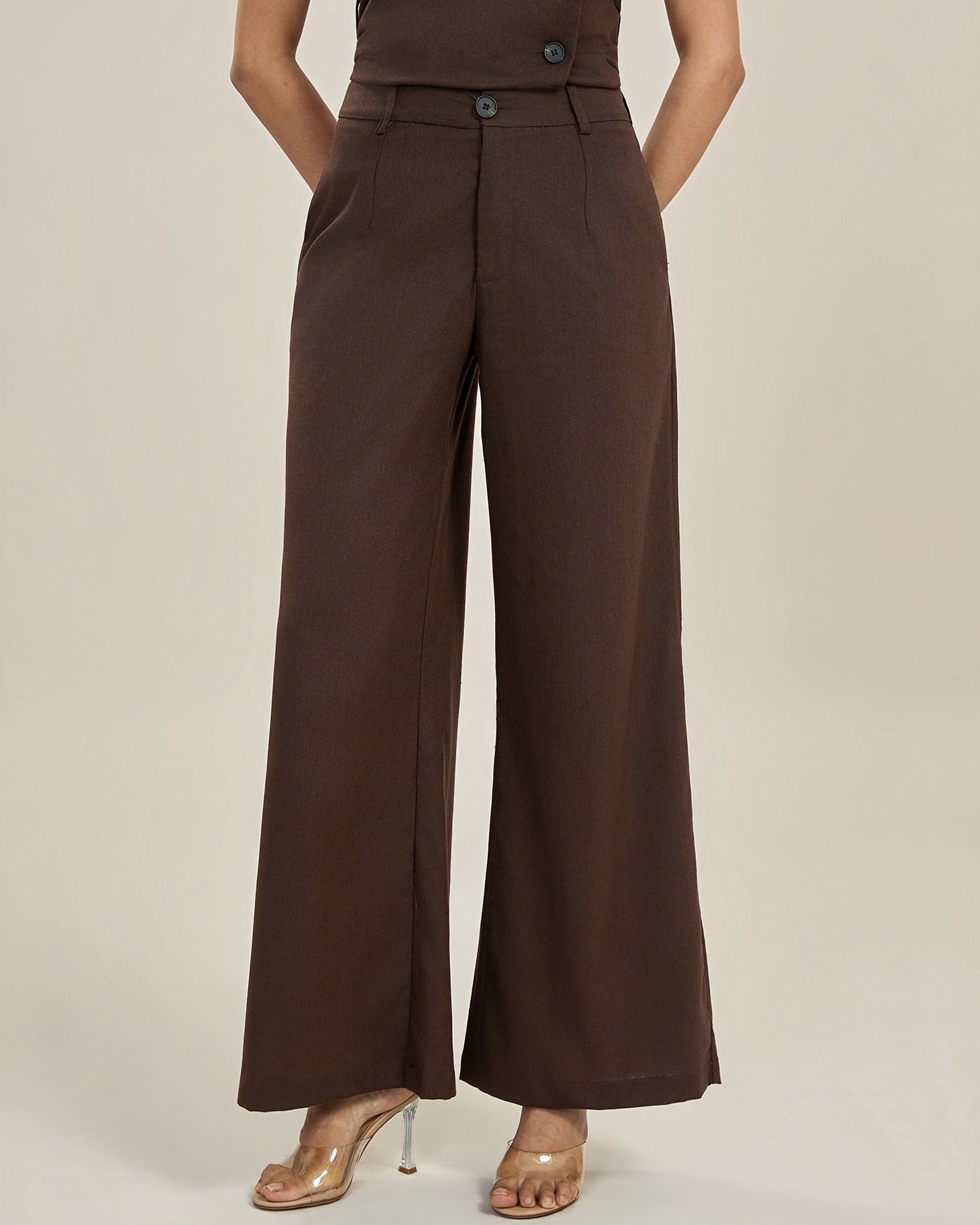 Pantaloni eleganti a gamba dritta per donna – Vita alta stile gamba larga
