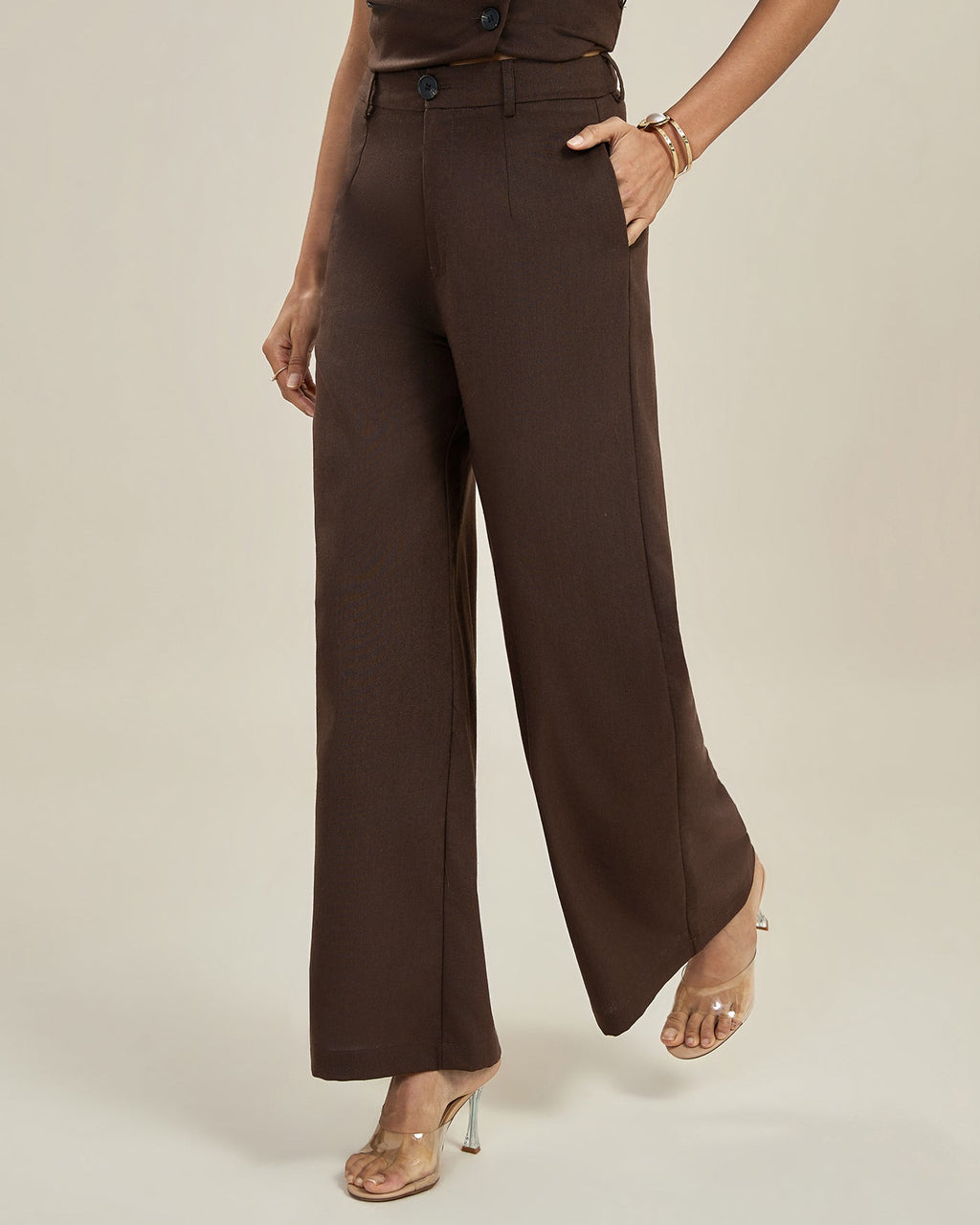 Pantaloni eleganti a gamba dritta per donna – Vita alta stile gamba larga