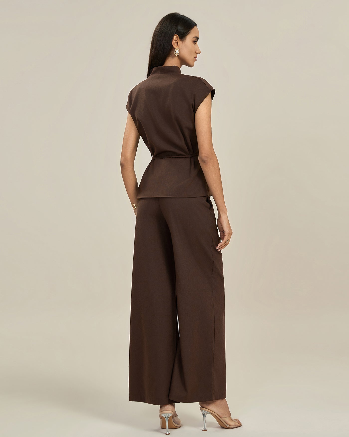 Pantaloni eleganti a gamba dritta per donna – Vita alta stile gamba larga