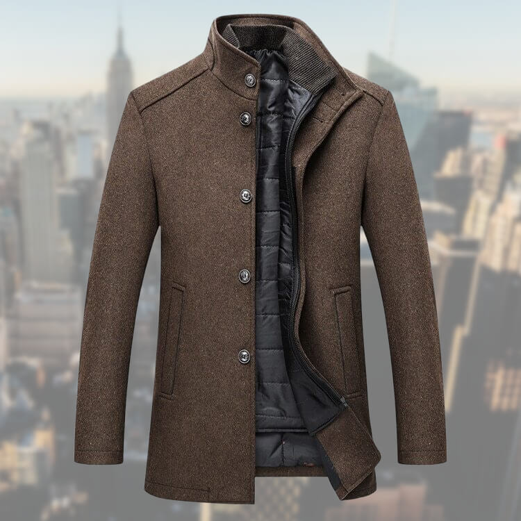 Cappotto invernale da uomo in misto lana con gilet staccabile – Soprabito di media lunghezza