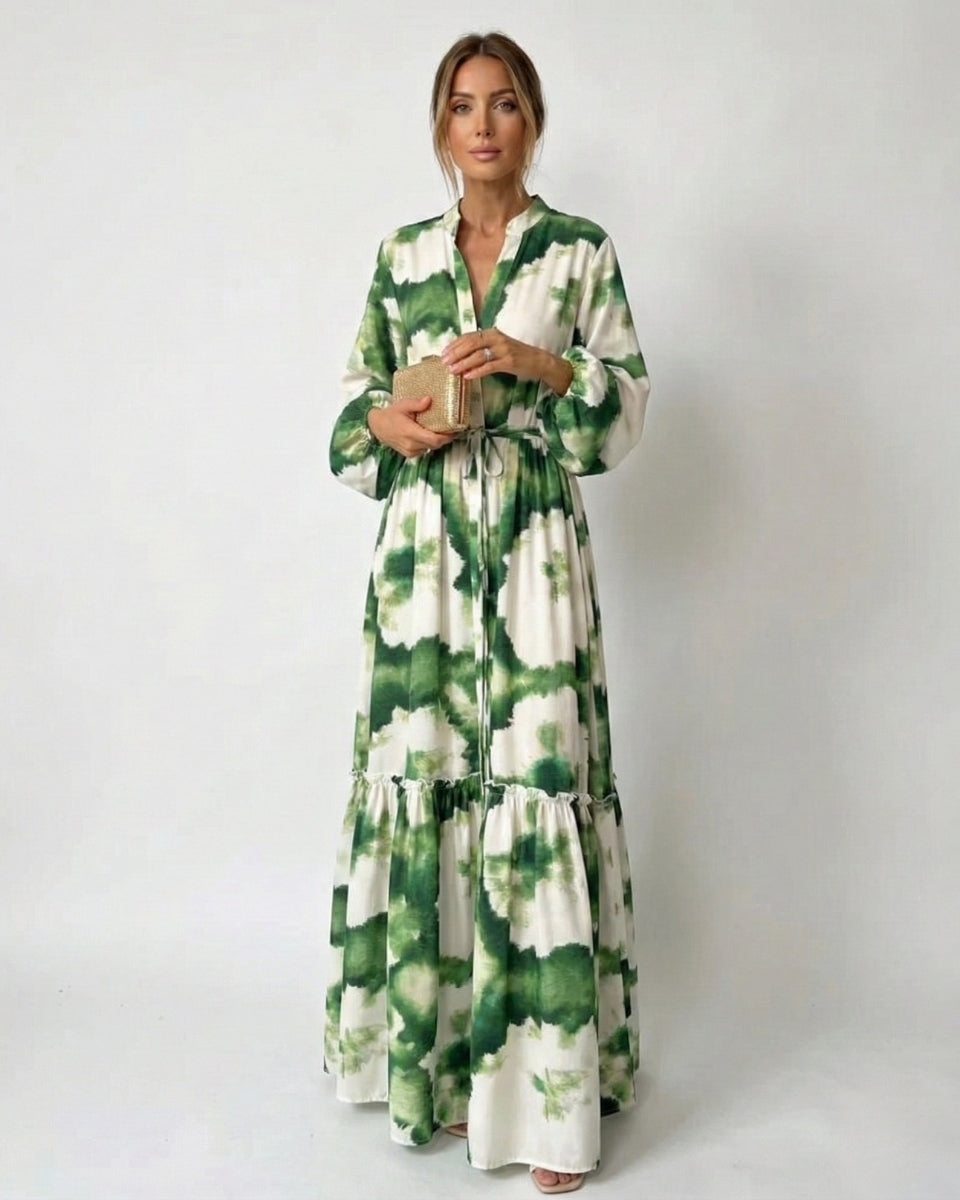 Abito lungo da donna con cintura in vita – Stile elegante e fluido, perfetto per le feste