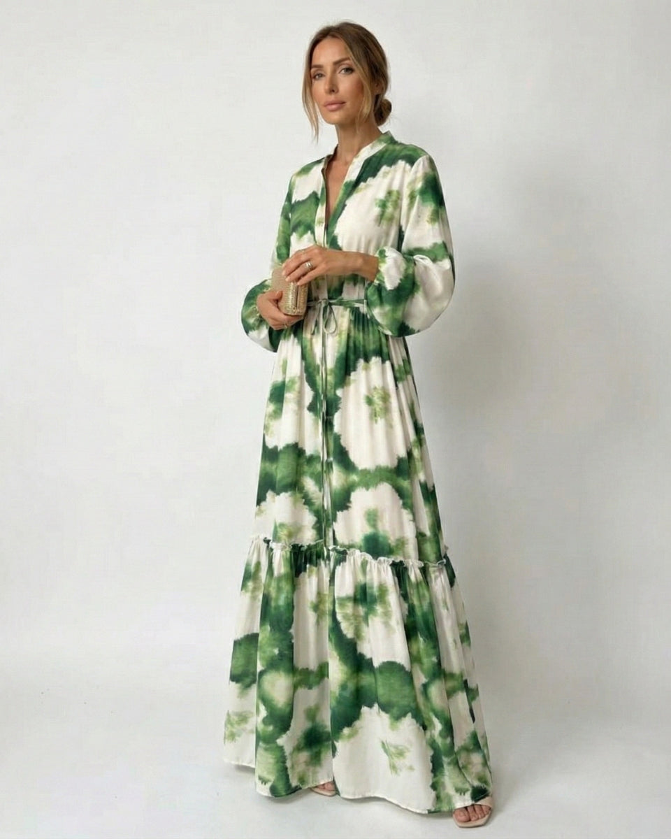 Abito lungo da donna con cintura in vita – Stile elegante e fluido, perfetto per le feste