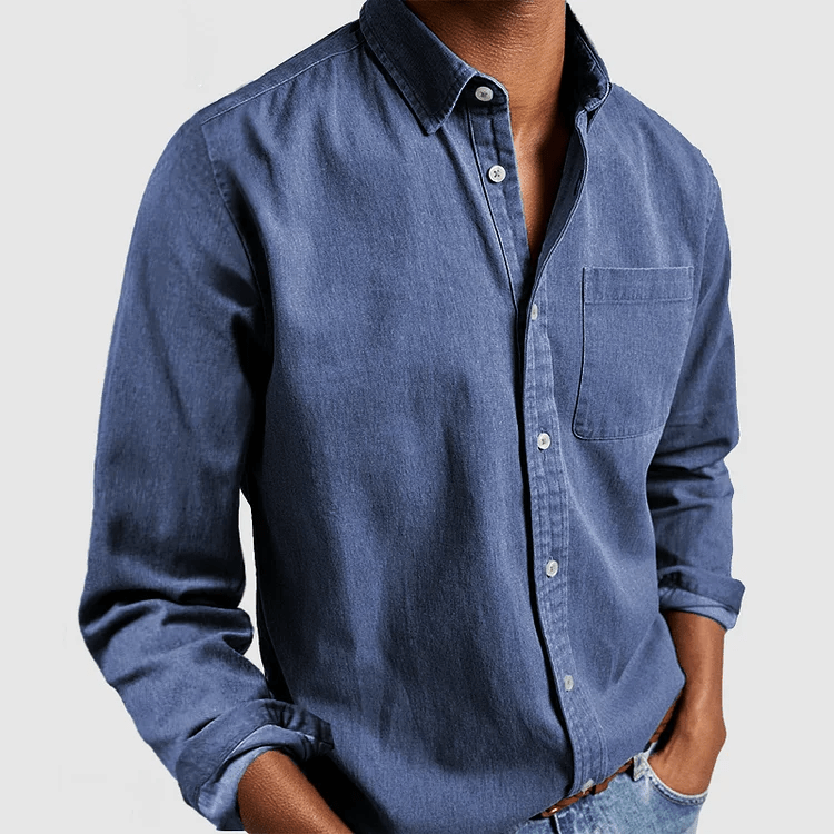 Camicia da uomo a maniche lunghe – Modello regolare con colletto e bottoni