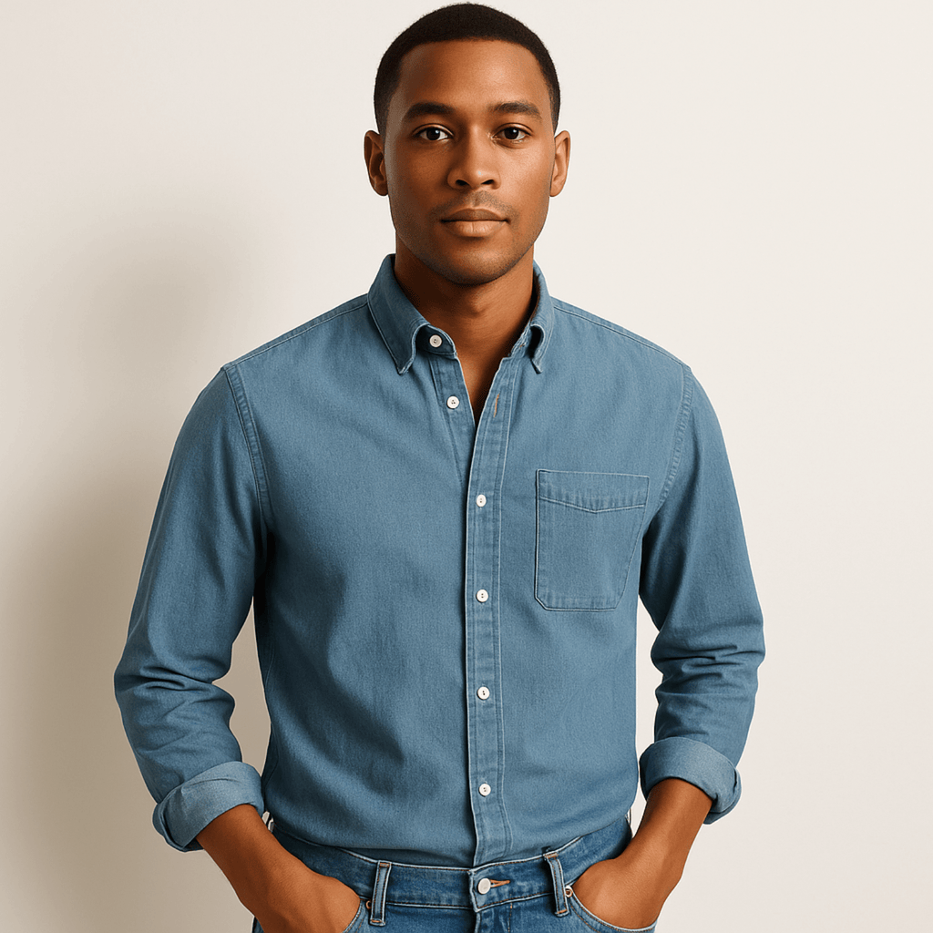 Camicia da uomo a maniche lunghe – Modello regolare con colletto e bottoni