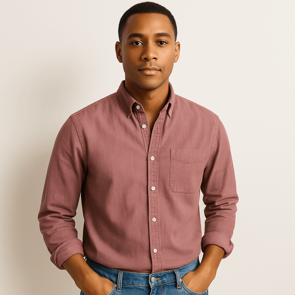 Camicia da uomo a maniche lunghe – Modello regolare con colletto e bottoni