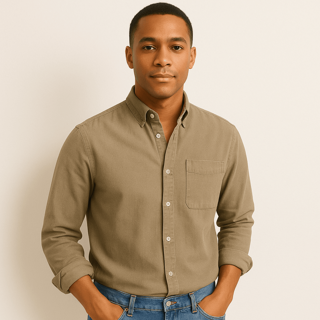 Camicia da uomo a maniche lunghe – Modello regolare con colletto e bottoni
