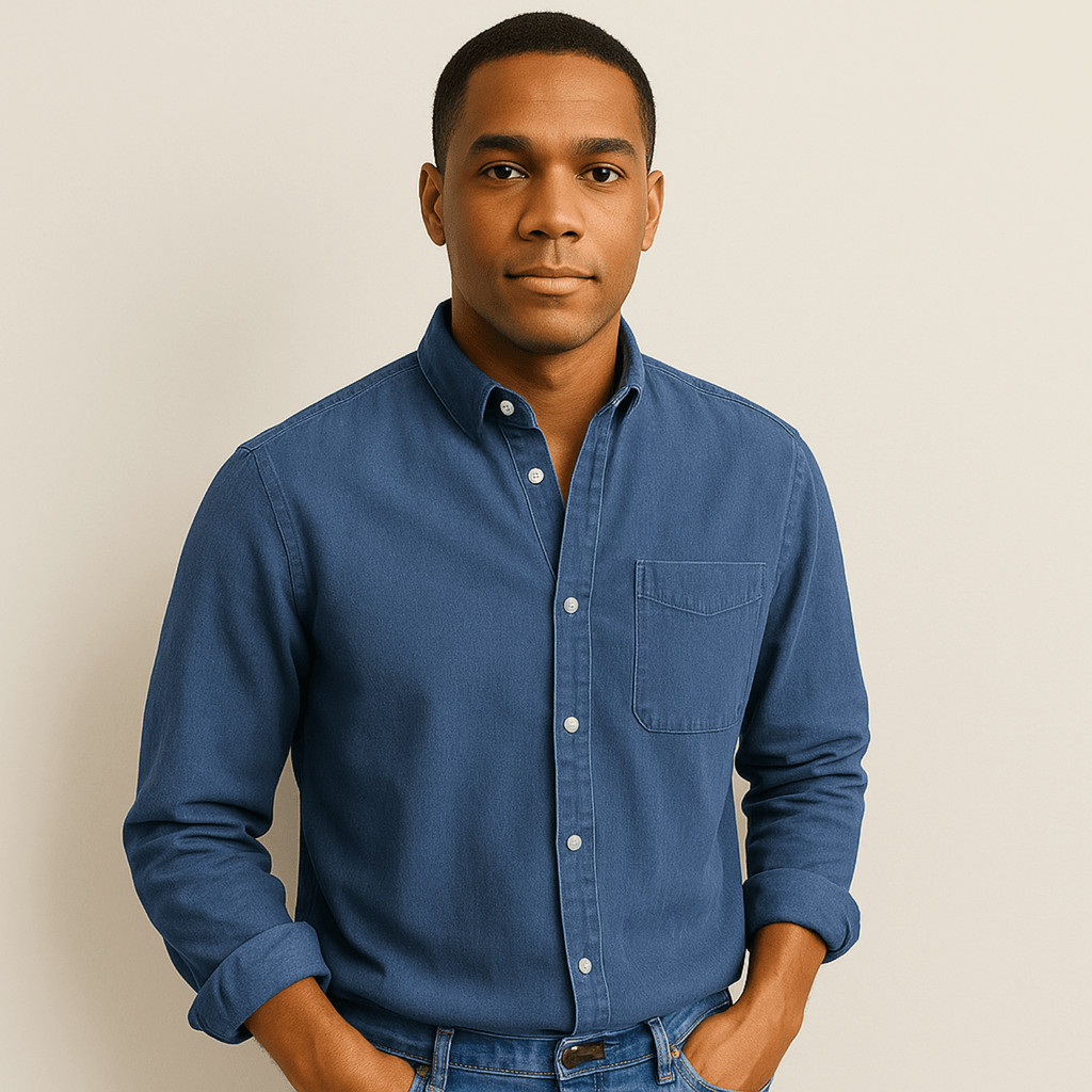 Camicia da uomo a maniche lunghe – Modello regolare con colletto e bottoni