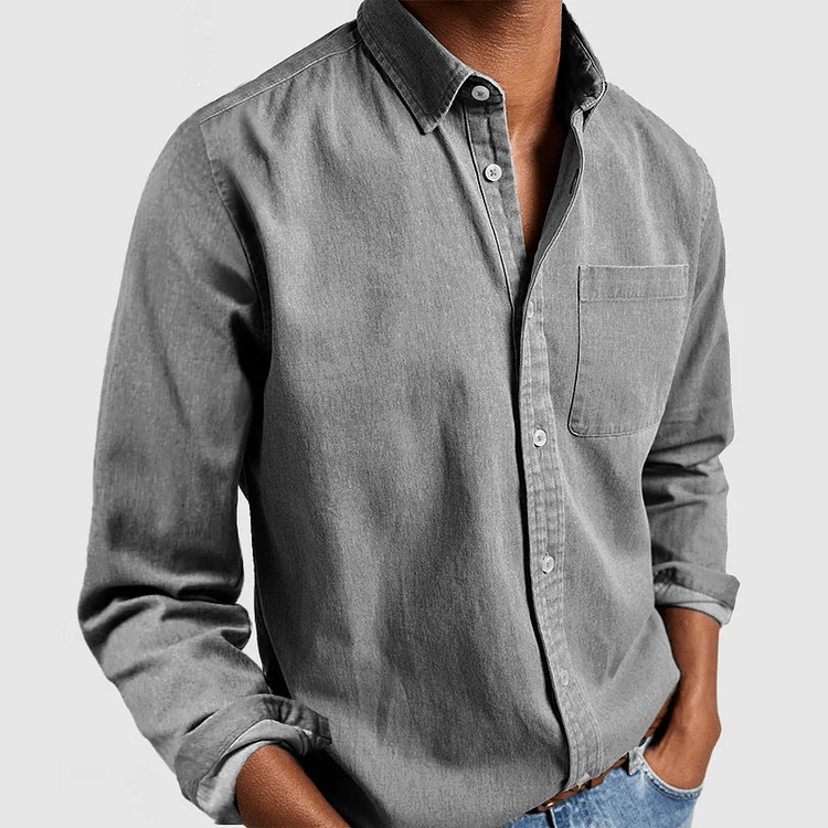 Camicia da uomo a maniche lunghe – Modello regolare con colletto e bottoni