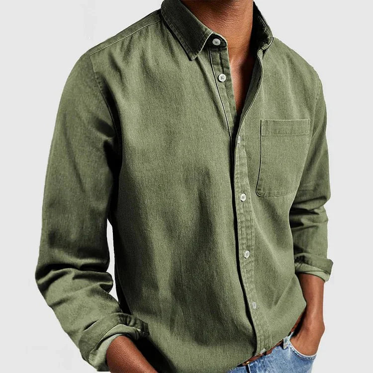 Camicia da uomo a maniche lunghe – Modello regolare con colletto e bottoni