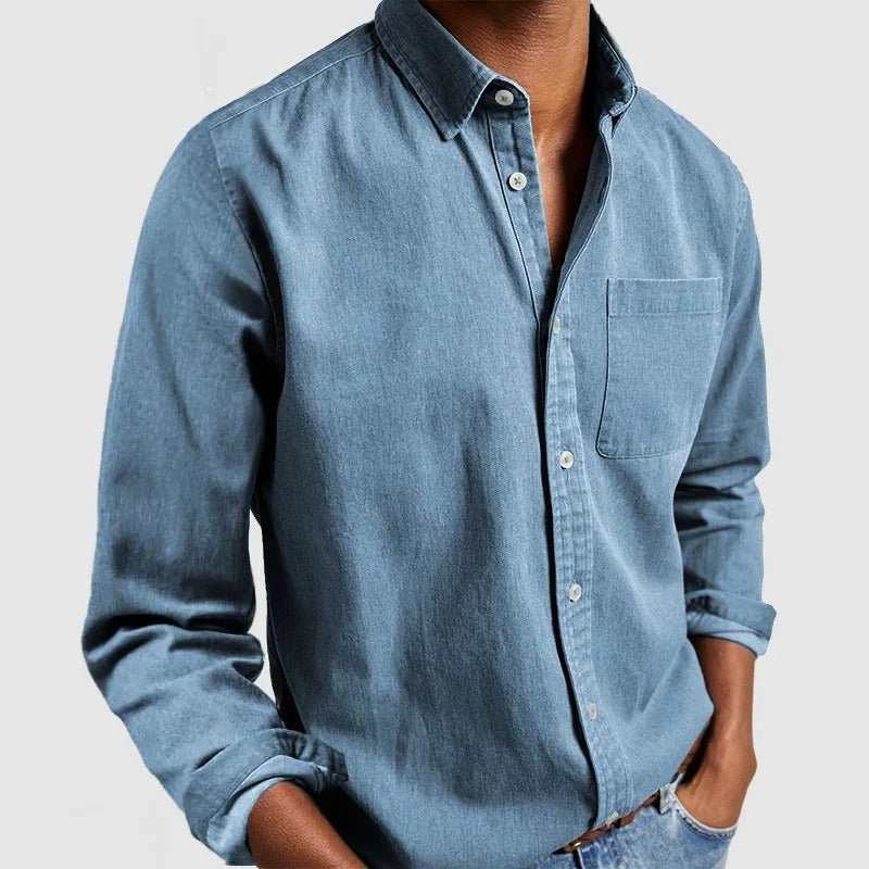 Camicia da uomo a maniche lunghe – Modello regolare con colletto e bottoni