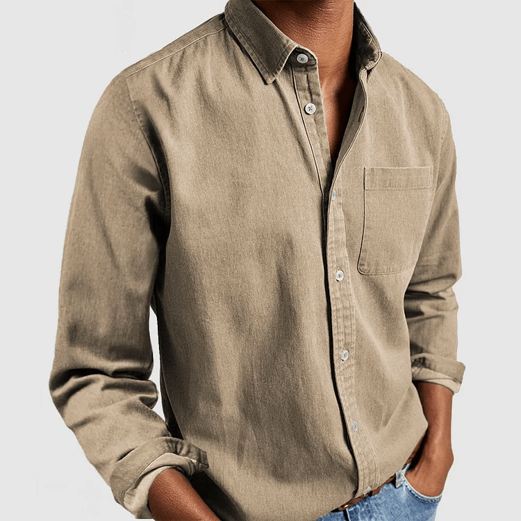 Camicia da uomo a maniche lunghe – Modello regolare con colletto e bottoni