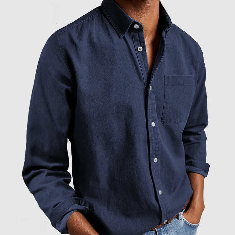 Camicia da uomo a maniche lunghe – Modello regolare con colletto e bottoni