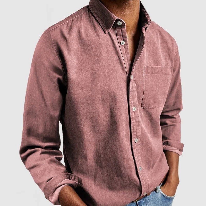 Camicia da uomo a maniche lunghe – Modello regolare con colletto e bottoni