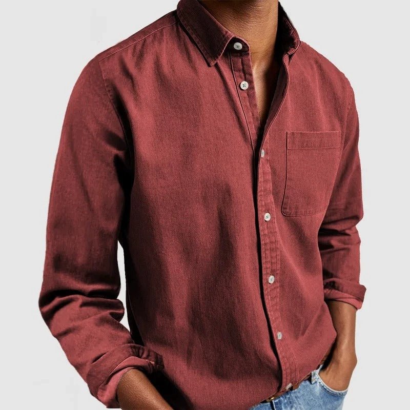 Camicia da uomo a maniche lunghe – Modello regolare con colletto e bottoni
