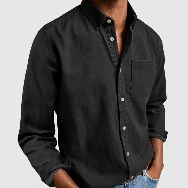 Camicia da uomo a maniche lunghe – Modello regolare con colletto e bottoni