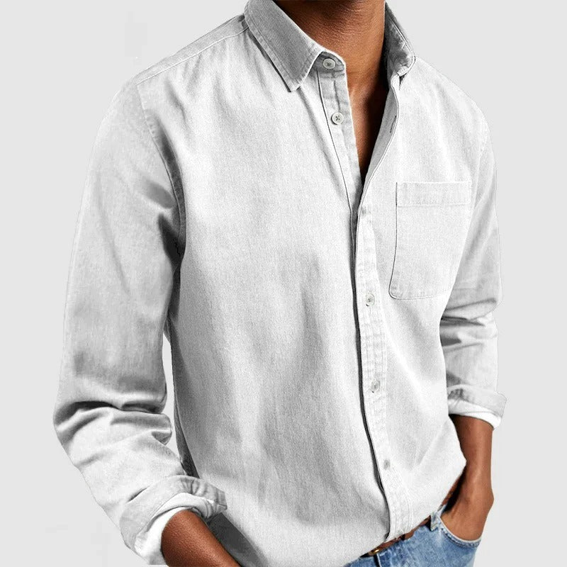 Camicia da uomo a maniche lunghe – Modello regolare con colletto e bottoni