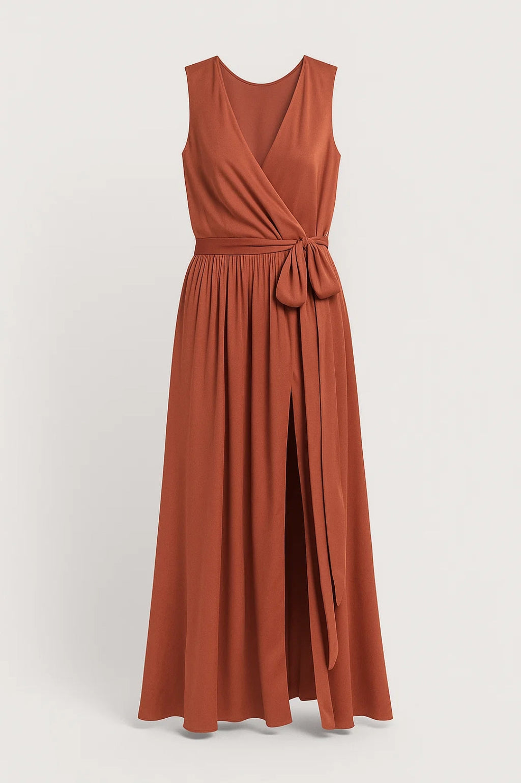 Abito maxi da donna a portafoglio con scollo a V e spacco - Elegante e valorizzante