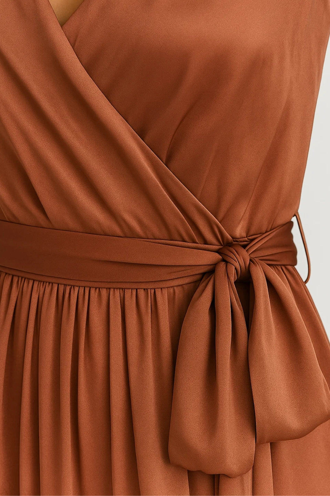 Abito maxi da donna a portafoglio con scollo a V e spacco - Elegante e valorizzante
