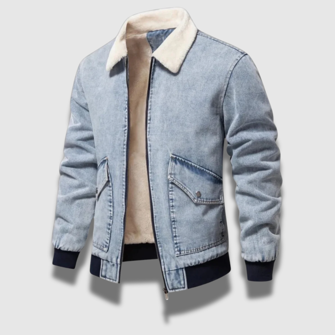 Giacca in denim classica isolata e resistente da uomo