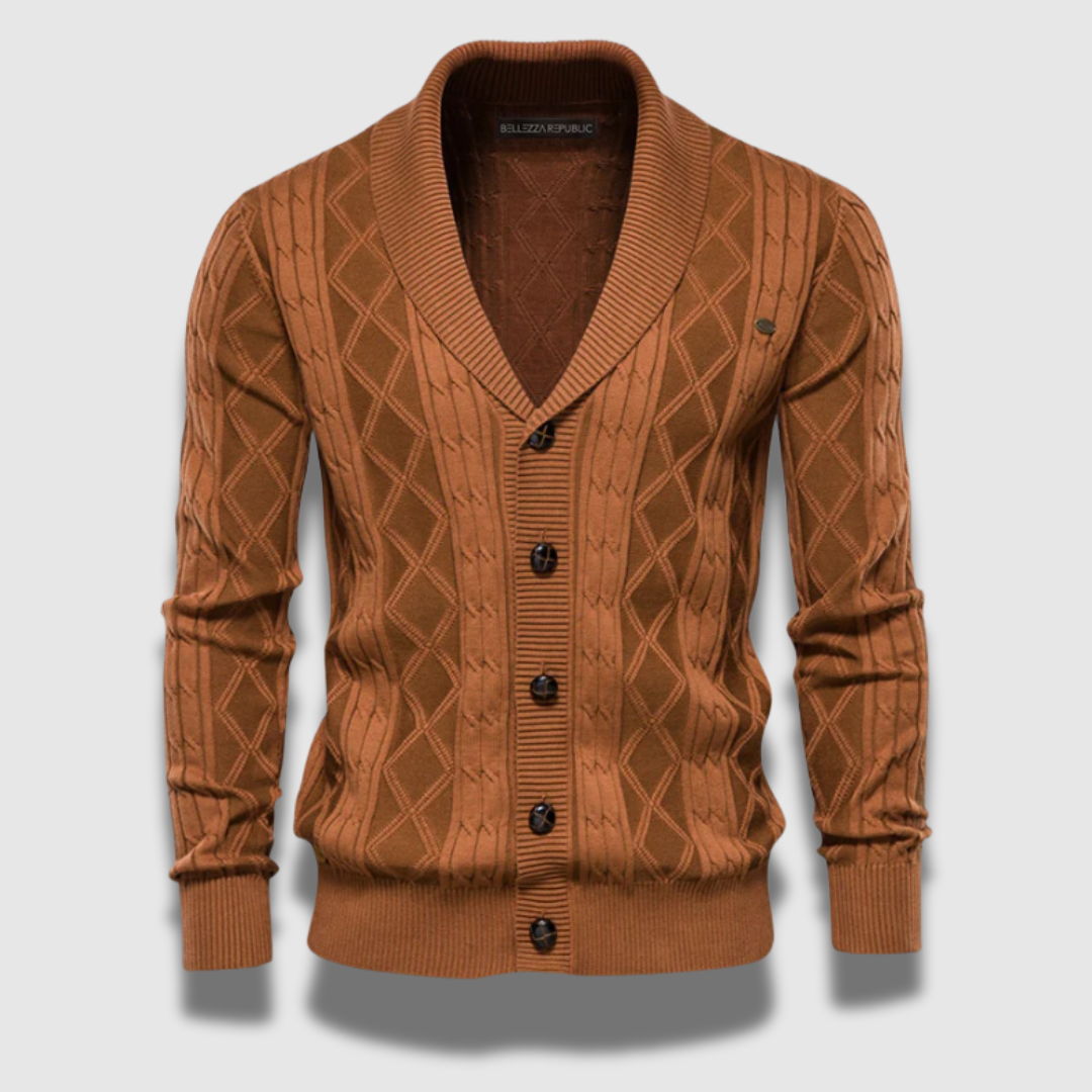 Cardigan da uomo in maglia con motivo geometrico