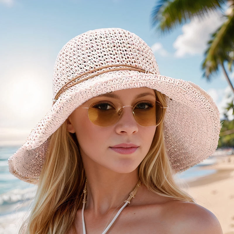 Cappello estivo pieghevole da donna – Accessorio da spiaggia a tesa larga