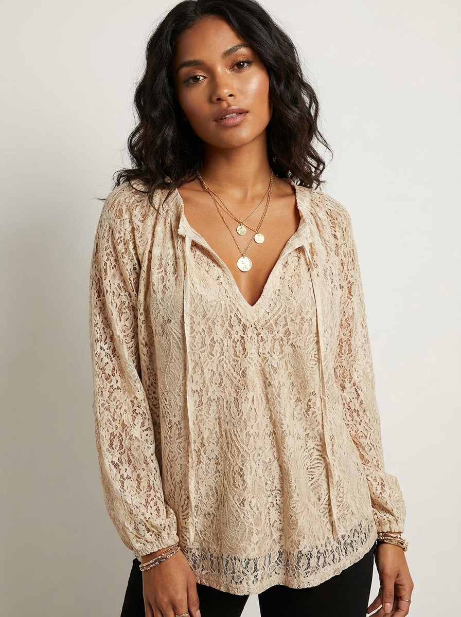 Camicetta in pizzo boho da donna – Leggera, elegante e fluida