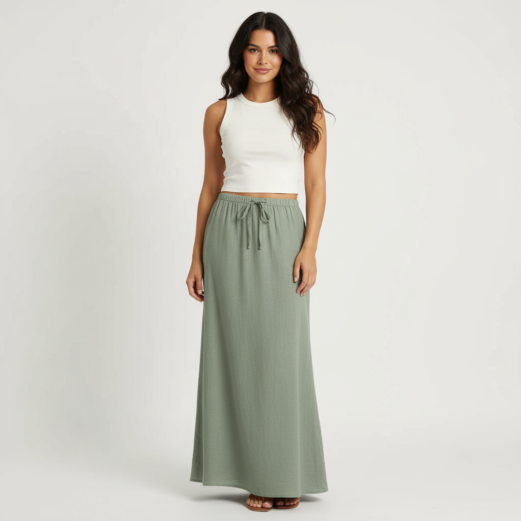 Gonna lunga da donna ariosa – Modello drappeggiato Muse