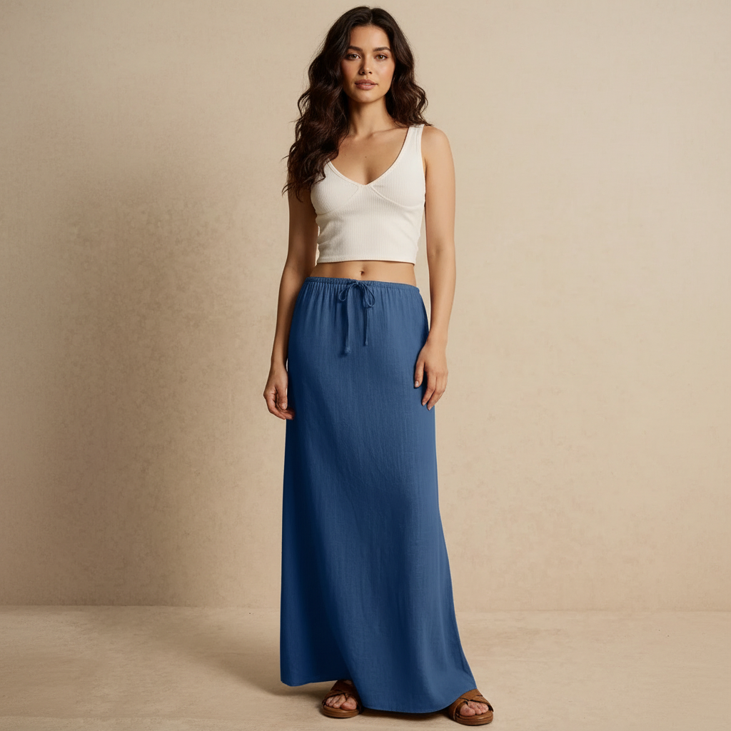 Gonna lunga da donna ariosa – Modello drappeggiato Muse