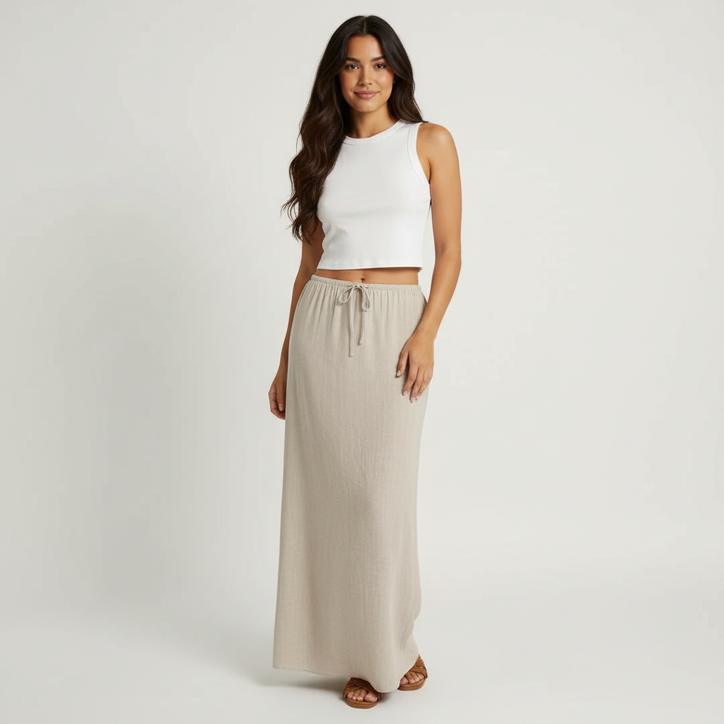 Gonna lunga da donna ariosa – Modello drappeggiato Muse