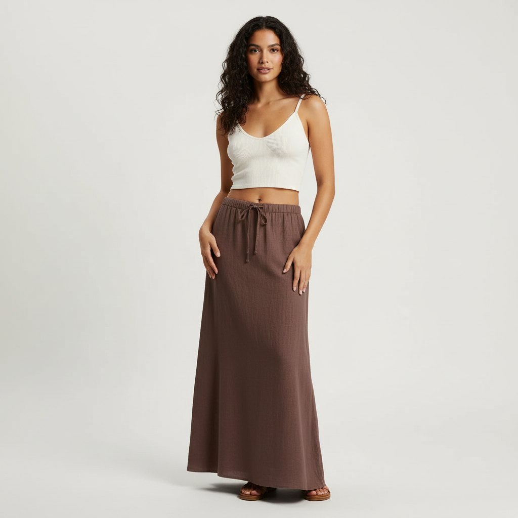 Gonna lunga da donna ariosa – Modello drappeggiato Muse