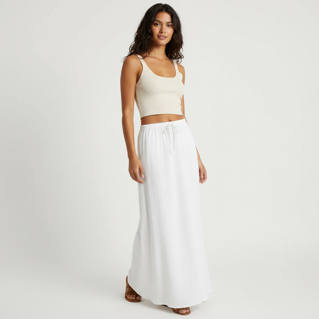 Gonna lunga da donna ariosa – Modello drappeggiato Muse