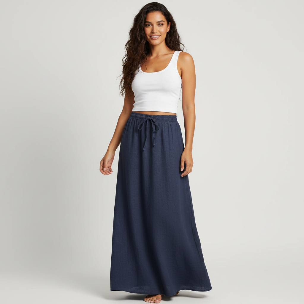 Gonna lunga da donna ariosa – Modello drappeggiato Muse