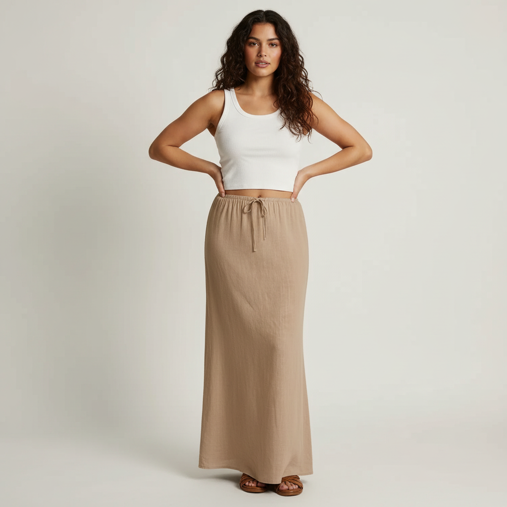 Gonna lunga da donna ariosa – Modello drappeggiato Muse