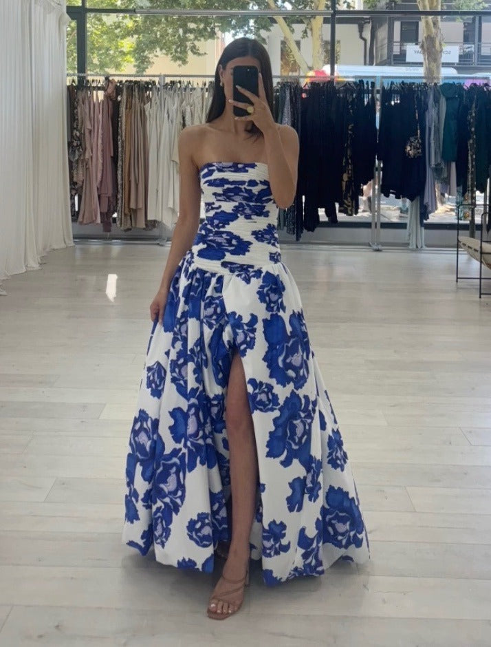 Abito maxi floreale drappeggiato da donna – Romantico ed elegante