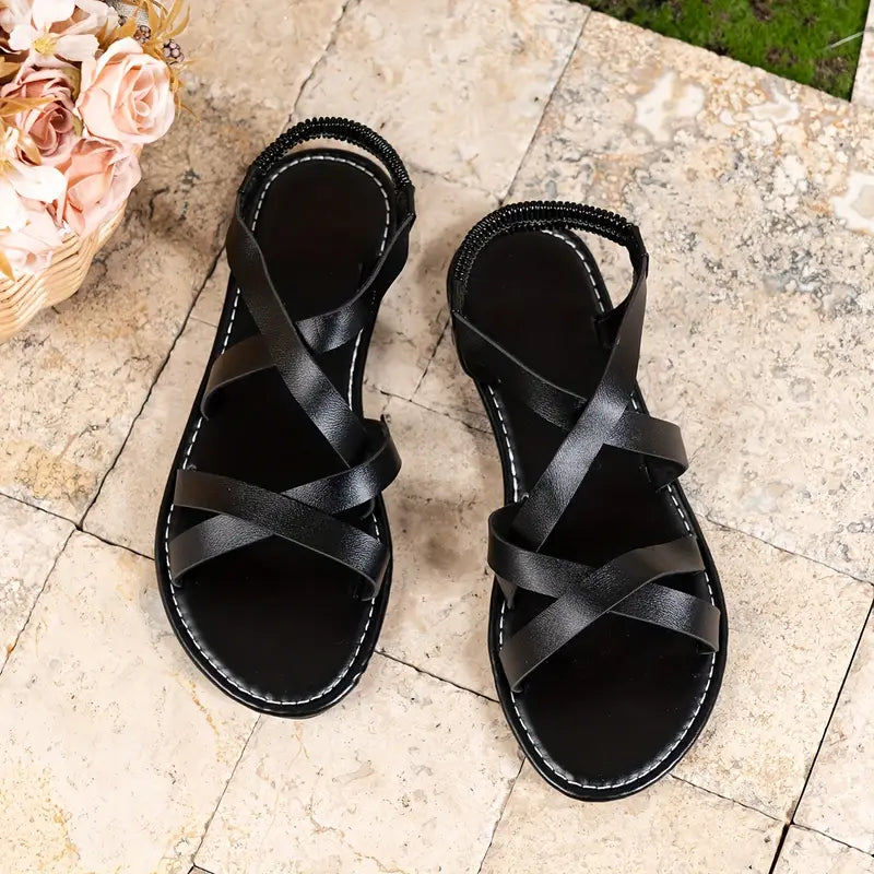 Sandali piatti da donna dorati con incrocio – Eleganti, comodi e dallo stile casual estivo