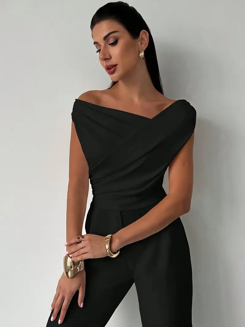 Top da donna con spalle drappeggiate – Stile casual elegante e moderno