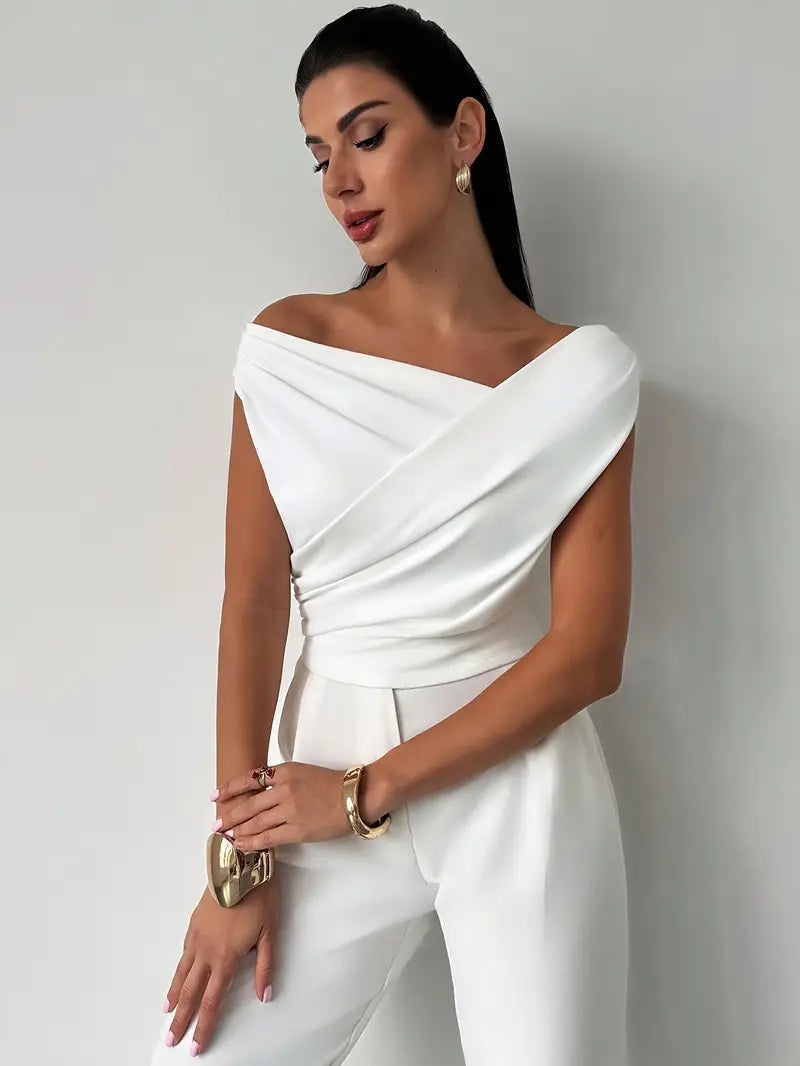 Top da donna con spalle drappeggiate – Stile casual elegante e moderno