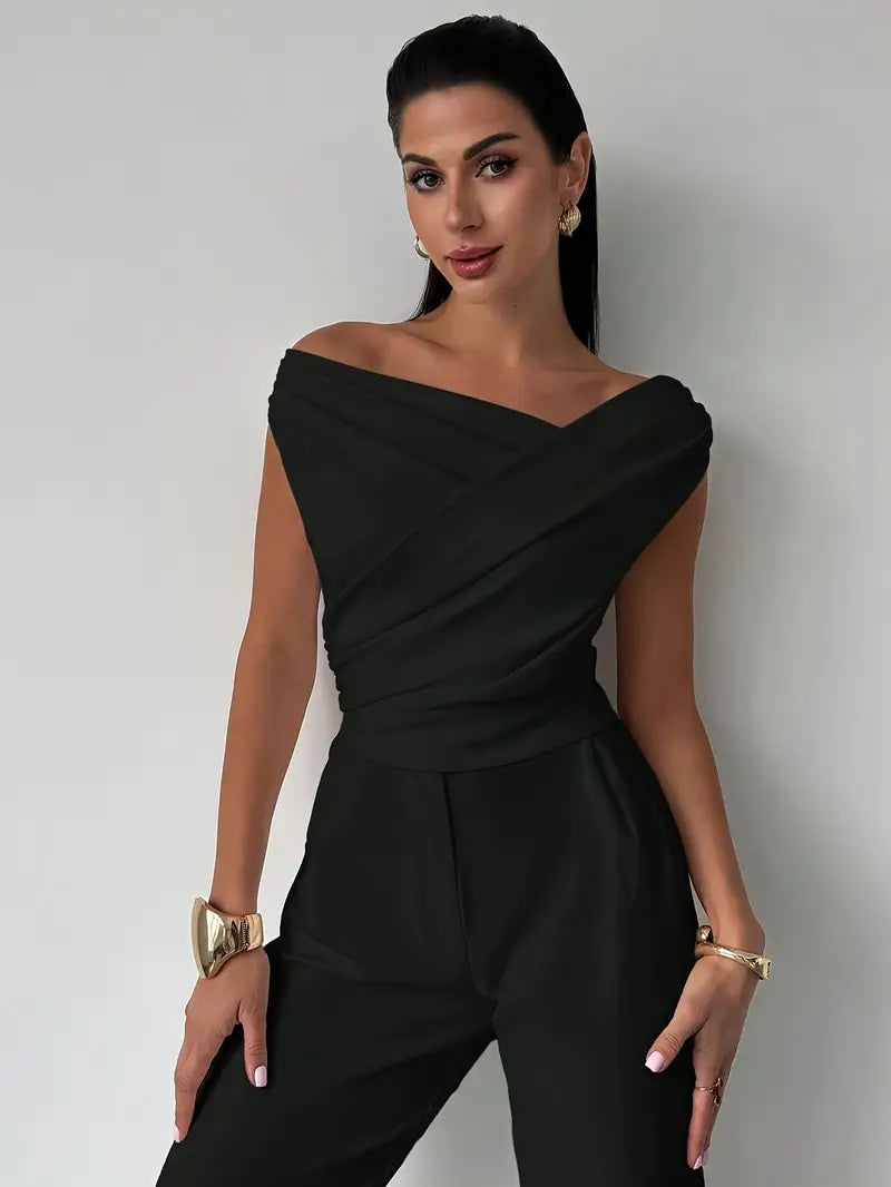 Top da donna con spalle drappeggiate – Stile casual elegante e moderno