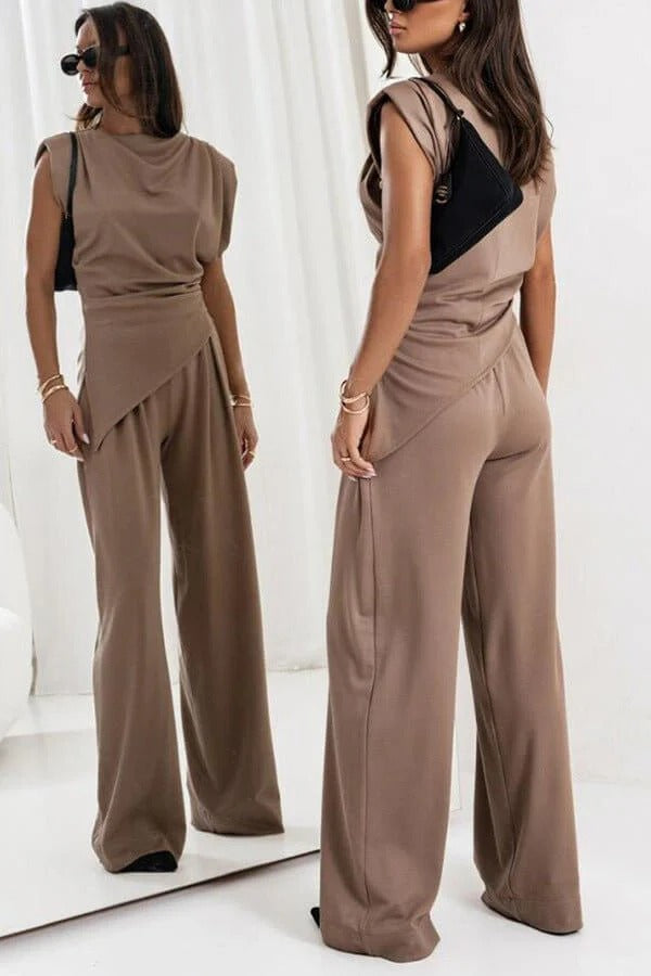 Completo due pezzi da donna con drappeggio – Fascino raffinato, stile elegante per le feste